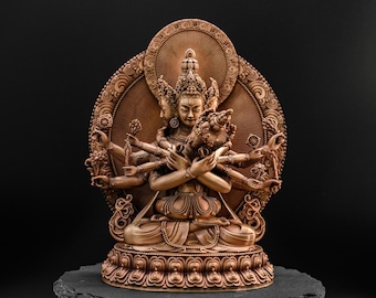 Handcrafted Copper GuhyaSamaja Statue Yab-Yum Statue Tibetan Buddhist Highest Yoga Tantra Deity