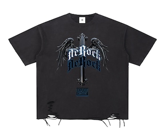 DeRock The Nun - Snow Washed Raw-Hem T-Shirt