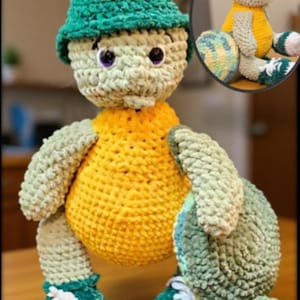 Patrón de peluche de crochet Tad la tortuga adolescente