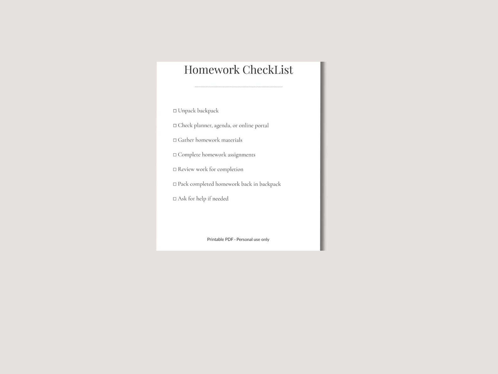 Homework Checklist.pdf Homework Checklist for Kids Printable – After School Routine Checklist ...