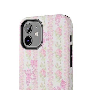 Pink Retro Roller Rabbit Inspired Tough Phone Case | Floral Striped image 4