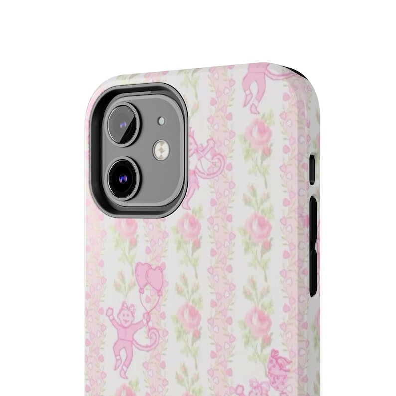Pink Retro Roller Rabbit Inspired Tough Phone Case | Floral Striped image 4