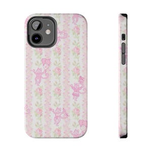 Pink Retro Roller Rabbit Inspired Tough Phone Case | Floral Striped image 1