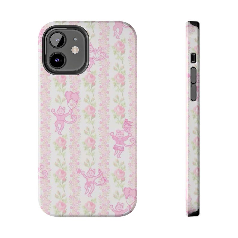 Pink Retro Roller Rabbit Inspired Tough Phone Case | Floral Striped image 1