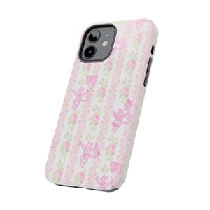 Pink Retro Roller Rabbit Inspired Tough Phone Case | Floral Striped image 3