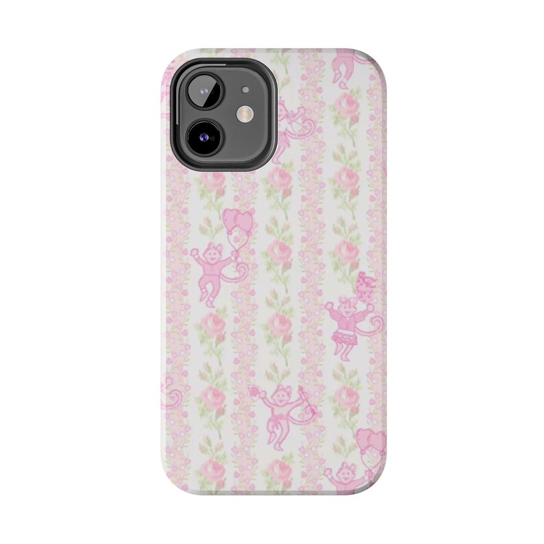 Pink Retro Roller Rabbit Inspired Tough Phone Case | Floral Striped image 2