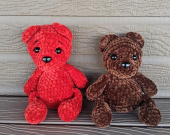 Handmade Crochet Red Teddy Bear Plush Stuffed Animal *Amigurumi