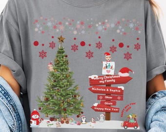 Comfort Colors Christmas festival with animals sweatshirt, christmas sweatshirt for family, cute christmas tree and gifts design,nice gifts