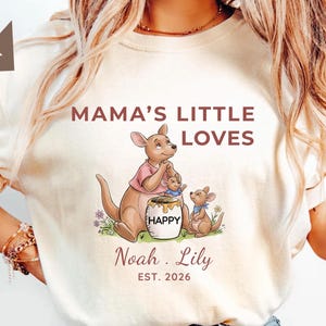 Custom Mama's Little Love Kangaroo Shirt, Comfort Colors Mama Tee, Personalized Gift for Mom, Cute Kangaroo Design, Mother’s Day Shirt imagen 1