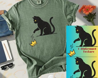 Comfort Colors No Kings Black Cat Kicking Crown Shirt, Political Statement Tee