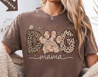 Dog Mama Shirt, Dog Paw Shirt, Comfort Colors® Leopard Dog Mama Shirt , Dog Lover Gift, Gift for Dog Mom, Animal Lover Shirt