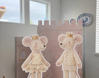 Royal Twin Mice Watercolor Cutouts | Fairytale Birthday Party Props (Digital Download)