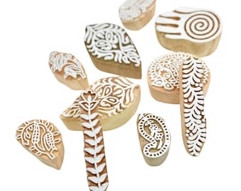 Mix 20+2 Pieces Set Wood Block Printing Stamps – Indian Handmade