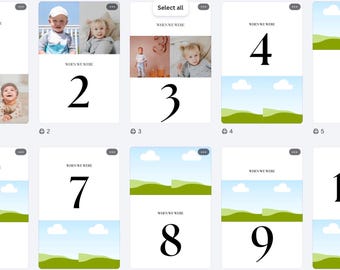 Números de mesa con fotos para bodas / Decoración moderna tipo línea de tiempo (Descarga digital)