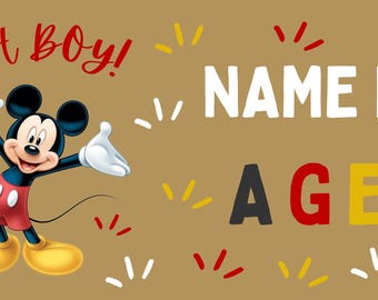 Banner de cumpleaños de Mickey Mouse / Decoración editable para la Casa Club de Mickey (Descarga digital)