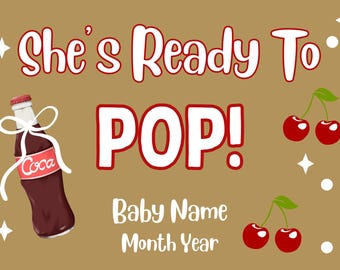 She's Ready To Pop – Soda Pop Baby Shower Banner, Retro Cherry Theme (Digital Download)