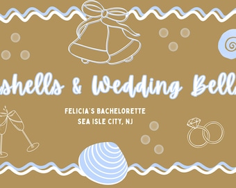 Guirnalda de campanas de boda con conchas marinas, decoración para despedida de soltera en la playa (descarga digital)