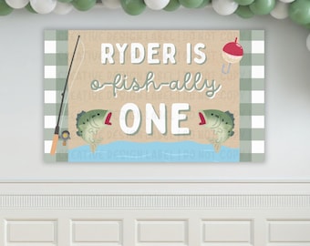 Ofishally ONE O-fish-ally 1 Birthday Banner Template | DIY Canva Sign (Digital Download)