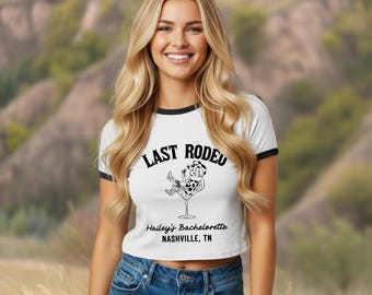 ラスト・ロデオ・バチェロレッテTシャツ、ヴィンテージスタイル90年代バチェロレッテシャツ、レディースリンガーTシャツ
