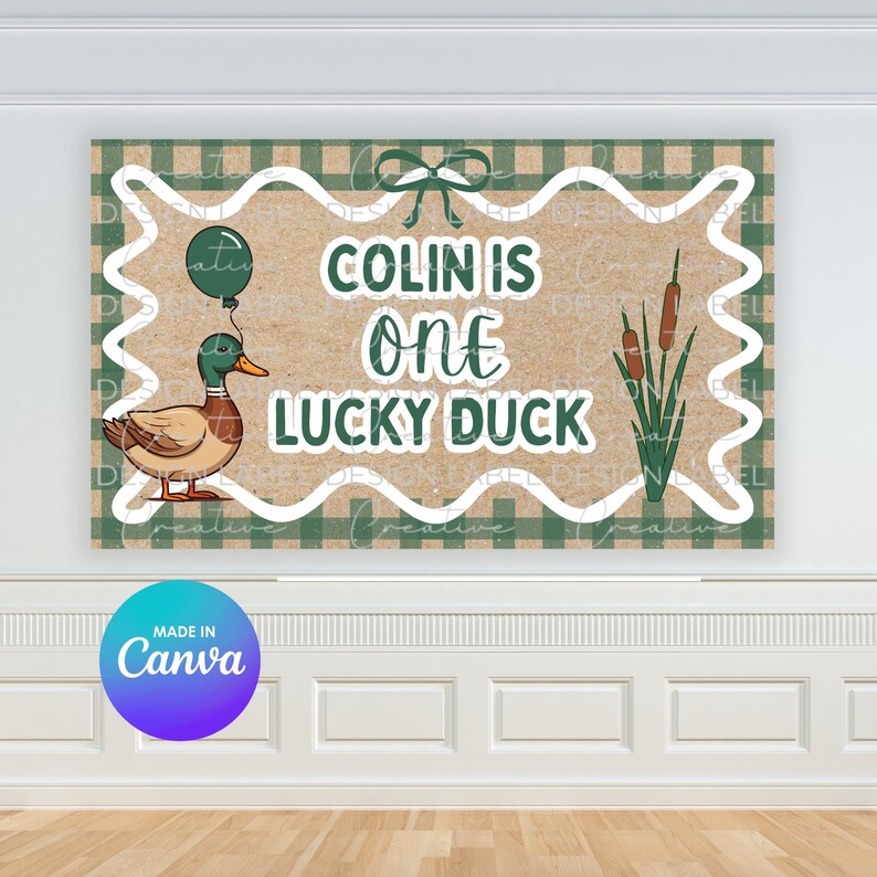 One Lucky Duck Birthday Banner Template | DIY Canva Sign (digital ...
