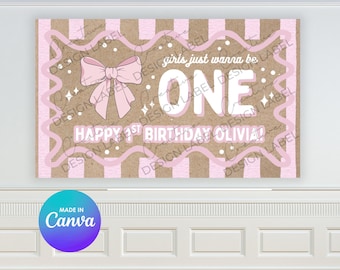 Banner "Girls Just Wanna Be One" / Editable en Canva / Letrero pintado DIY de 36 x 60 / Descarga digital SOLAMENTE