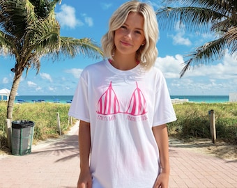 独身最後のパーティー用ビキニトップシャツ（名入れ可能）、バチェロレッテ水着トップTシャツ