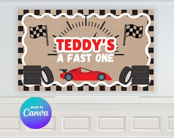 Plantilla de pancarta de primer cumpleaños rápida / Letrero de Canva DIY (Descarga digital)