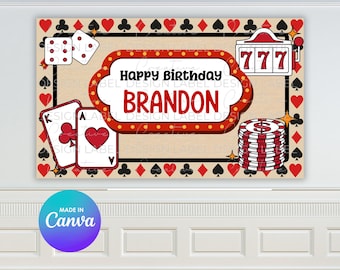 カジノバースデーバナー | DIY Canvaテンプレート（デジタルダウンロード）
