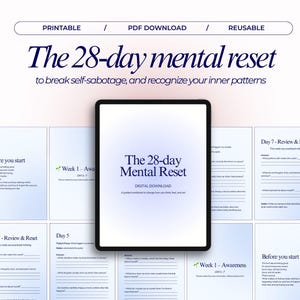 28-Day Mental Reset Workbook Self-Awareness Inner Work PDF Pattern