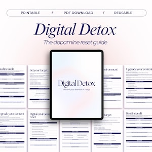 Cahier d'exercices Digital Detox, réinitialisation de la dopamine, 7 jours de concentration, guide de productivité, PDF imprimable Durée de l'écran