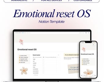 Emotional Regulation Notion Template Overthinking Reset Mental Health Planner Weekly Reflection Digital Download