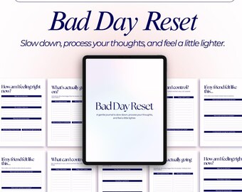 Bad Days Reset Journal Stress Relief Printable Mental Health Workbook Overthinking Prompts Self Care
