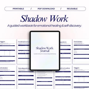 Skuggarbetsdagbok PDF Guidad självreflektionsarbetsbok Emotionell helande prompter Triggermedvetenhetsarbetsbok