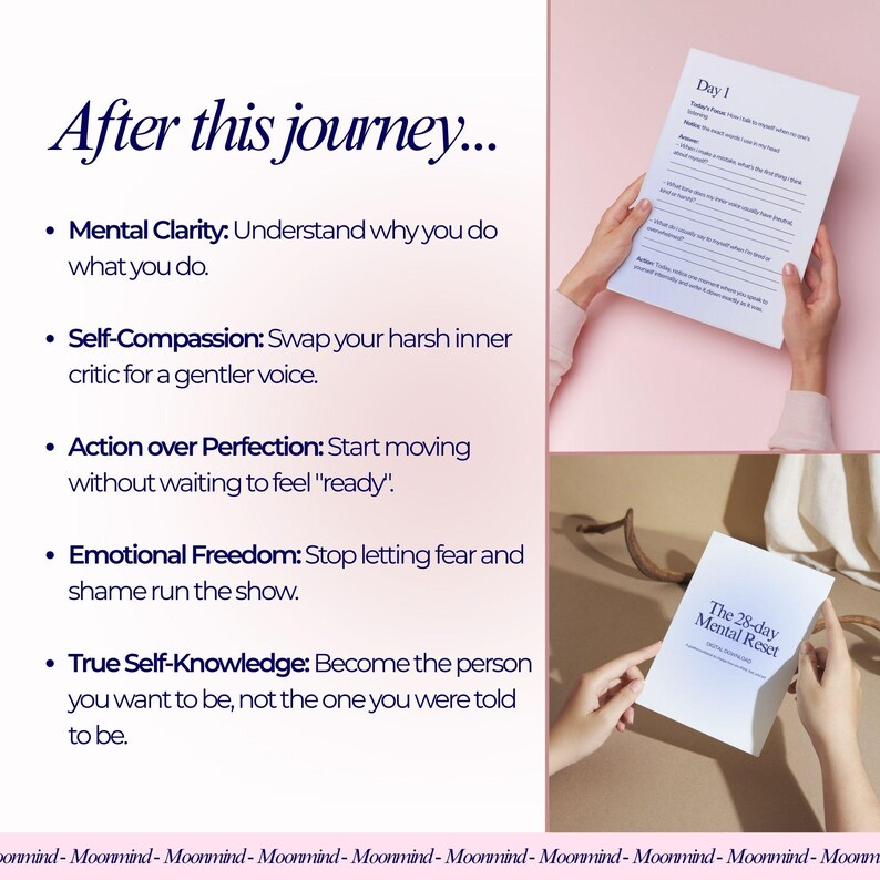 28-Day Mental Reset Workbook Self-Awareness Inner Work PDF Pattern image 5