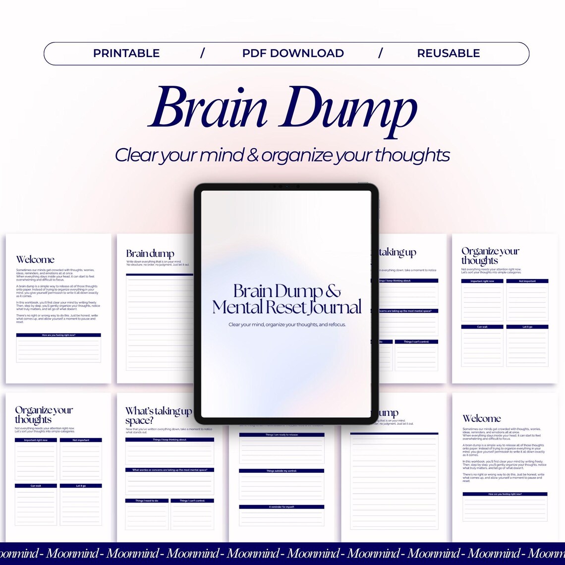 Brain Dump Journal Pages for Overthinking Mental Clarity Anxiety Relief ...