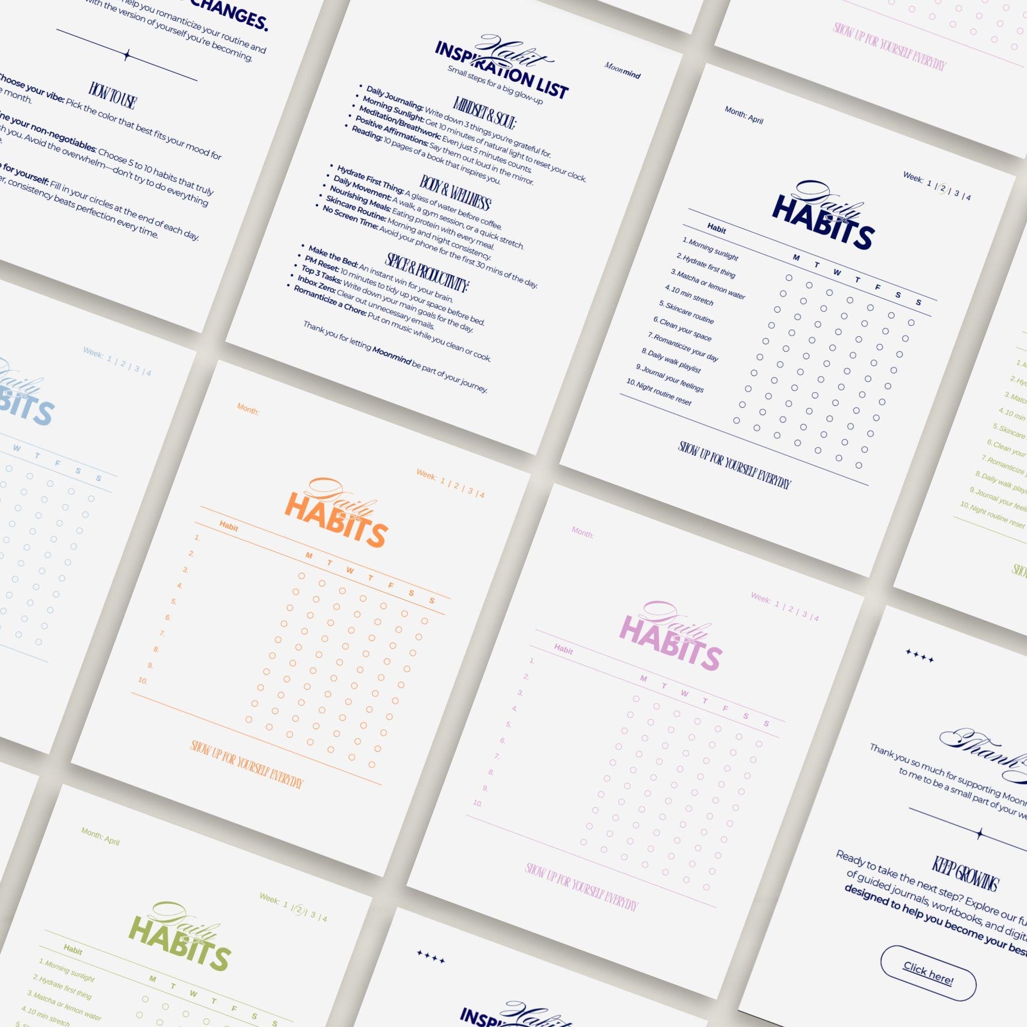 Minimalist Daily Habit Tracker Printable Wellness Journal Digital ...