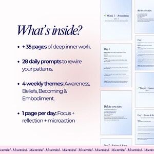 28-Day Mental Reset Workbook Self-Awareness Inner Work PDF Pattern image 2