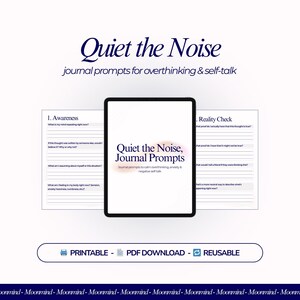 Anxiety Journal Prompts Quiet the Noise, Reduce Overthinking Digital Printable Workbook
