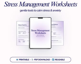 Stress Management Worksheets Printable Anxiety Relief Tools Calm Overthinking Self Care PDF Workbook Download