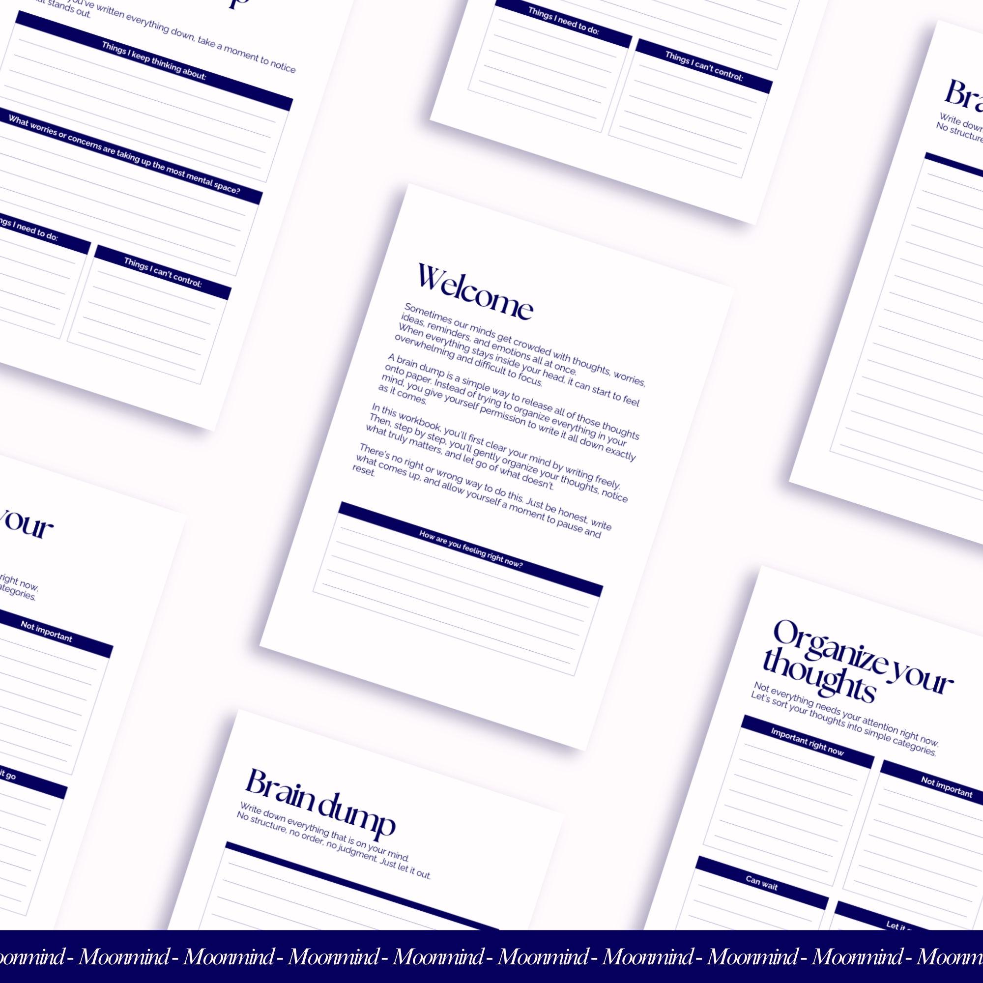 Brain Dump Journal Pages for Overthinking Mental Clarity Anxiety Relief ...
