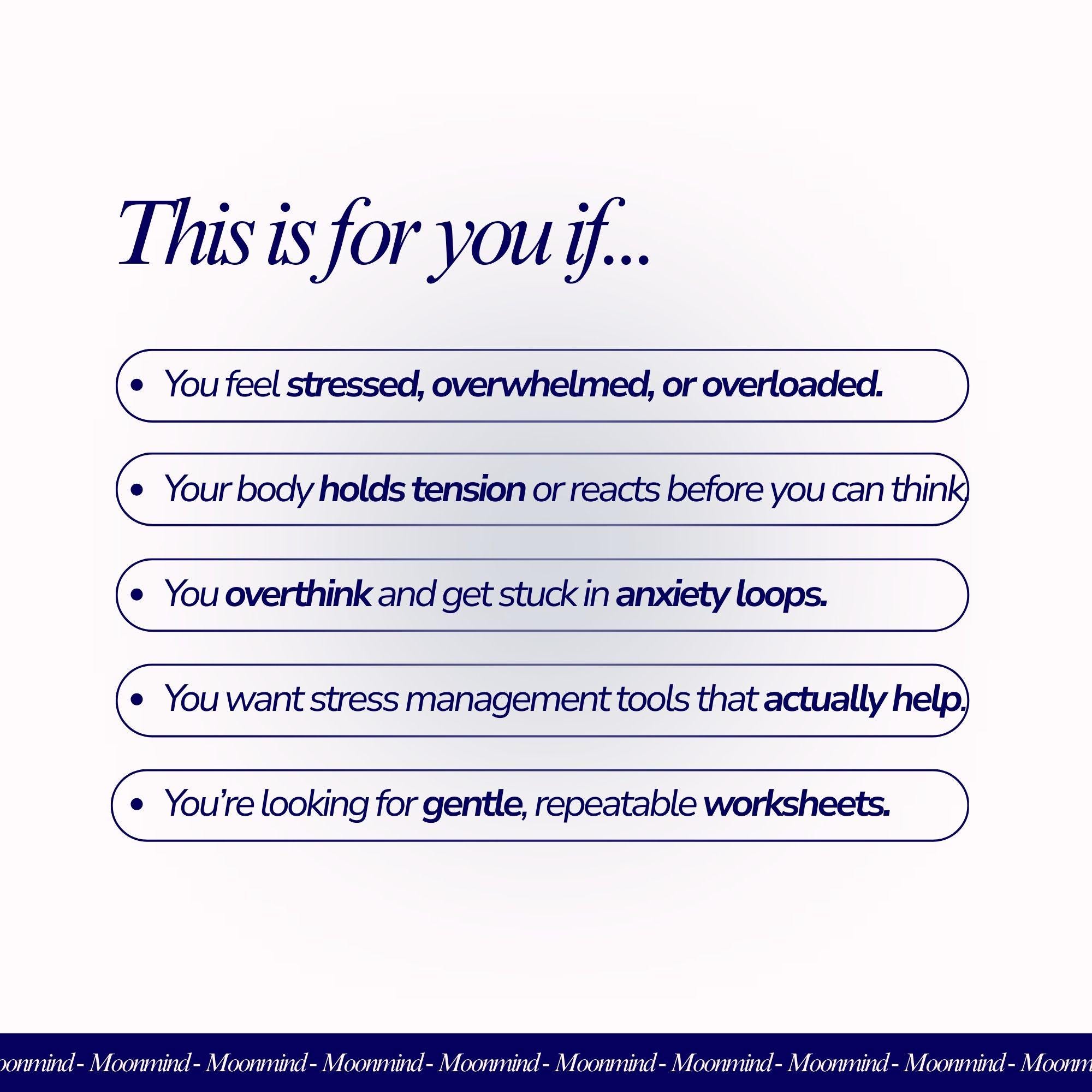 Stress Management Worksheets Printable Anxiety Relief Tools Calm ...