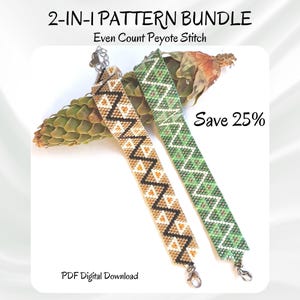 Peyote-Armband-Musterpaket mit gerader Perlenanzahl | Geometrisches Armband-Design mit Miyuki-Perlen (PDF)