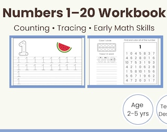 Numbers 1-20 Workbook – Preschool Counting & Tracing (Digital Download)