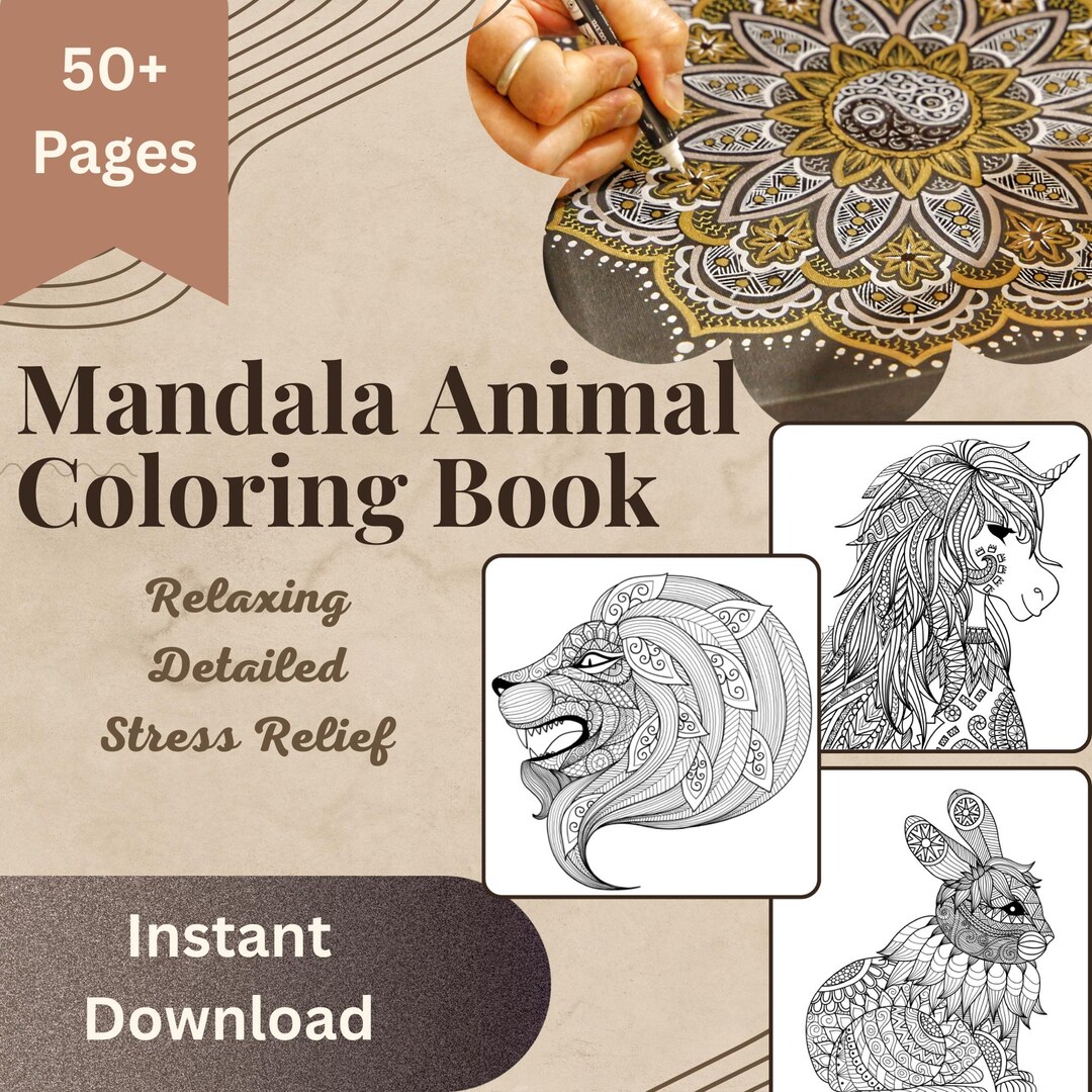 Animal Mandala Coloring Book | Detailed Designs (printable PDF) - Etsy