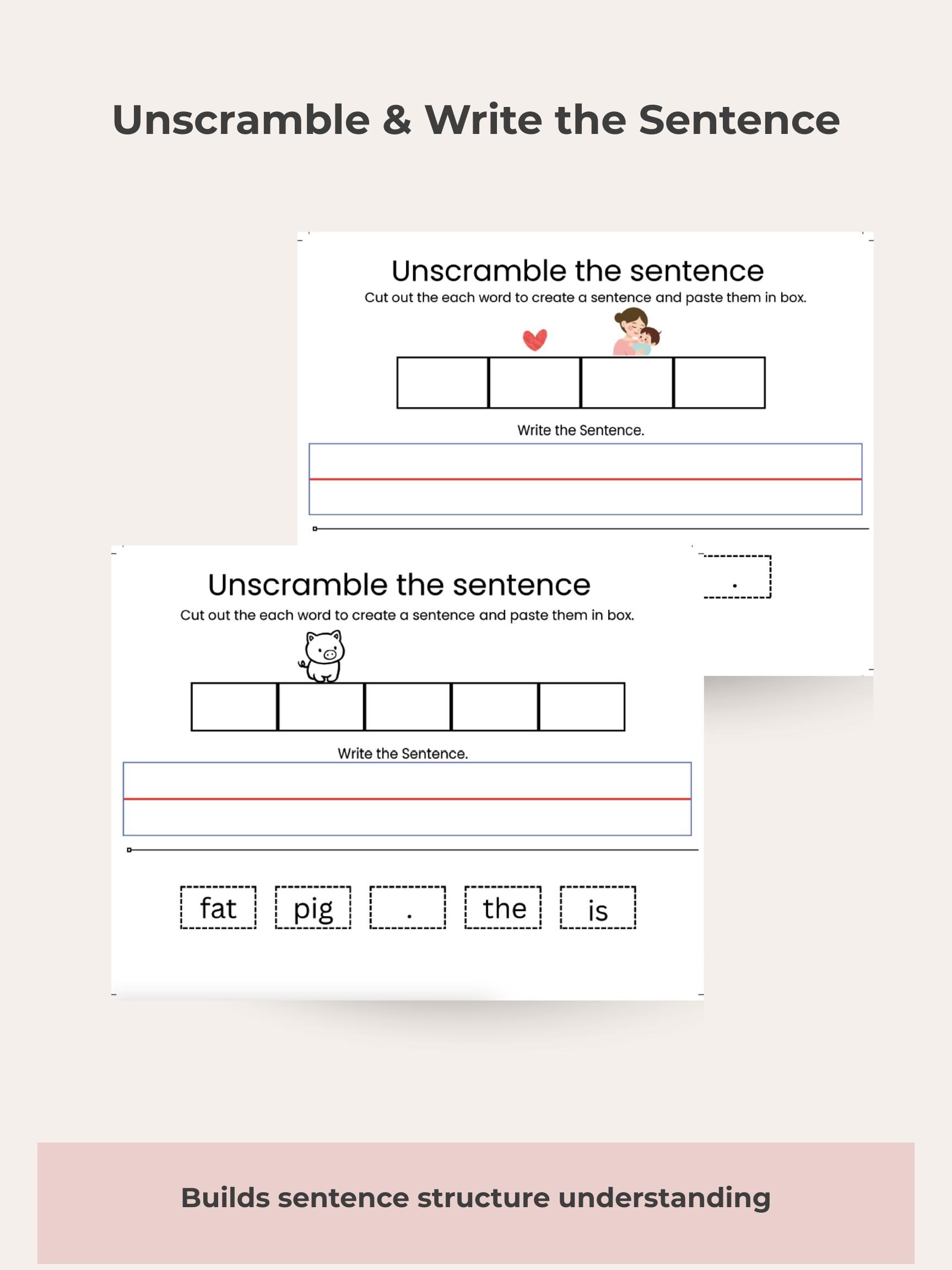 Sentence Trace Cvc 30+ Pages of Sentence Reading and Writing Practice for Kindergarten and ...