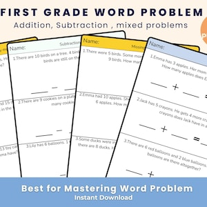 Grade 1 addition and subtraction word problems | Simple word problems | addition and subtraction | Homeschool grade 1 math PDF