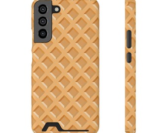 Custodia per telefono con motivo a nido d'ape e porta carte / Design a griglia testurizzata