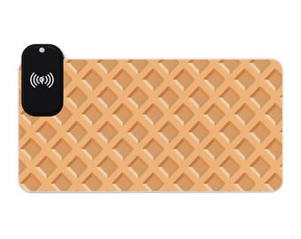 Tappetino per mouse da gioco con LED a motivo waffle e ricarica wireless.
