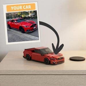 Custom Photo Car Brick Figure Set with Car Model, Personalized License Plate, Unique Birthday, Valentine’s Gift for Car Lovers