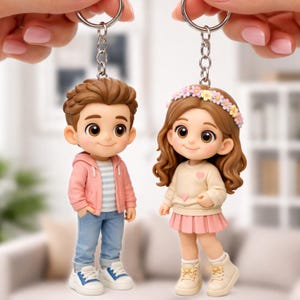 Mini-moi personnalisé Mini-figurine 3D porte-clés à partir de votre photo Mini-poupée personnalisée, idée cadeau, ornement suspendu, voiture, breloque pour sac, anniversaire